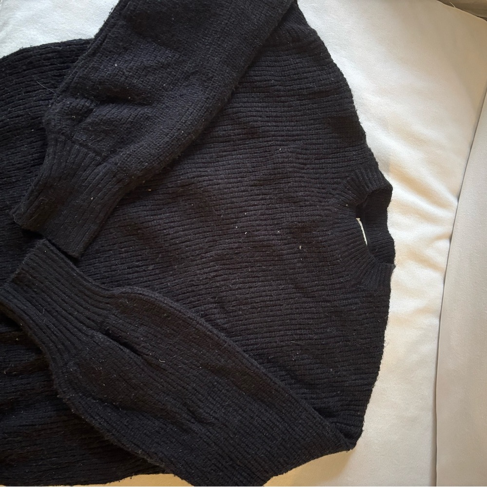 Black Ribbed Knit Sweater